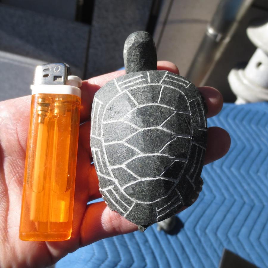 緑カメTurtle-M 亀 かめ の置物 ペーパーウェイト おしゃれ 文鎮 天然