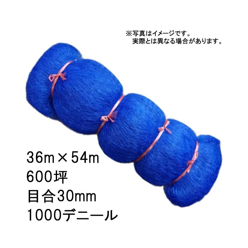 国産 防鳥網 36m×54m 600坪 30mm 目合 1000デニール ブルー 防鳥ネット