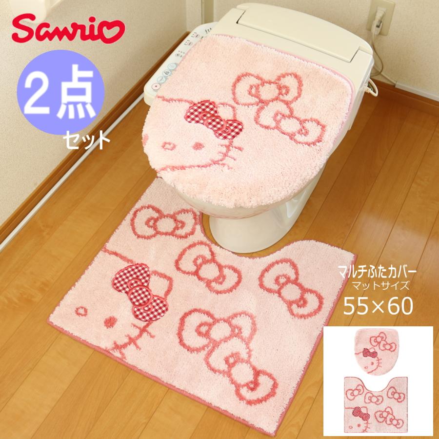 オカ サンリオ シュシュ トイレマット2点セット ハローキティ ピンク