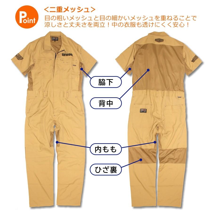 4L】「UNION76(ナナロク)」バックメッシュ半袖オーバーオール/No.76