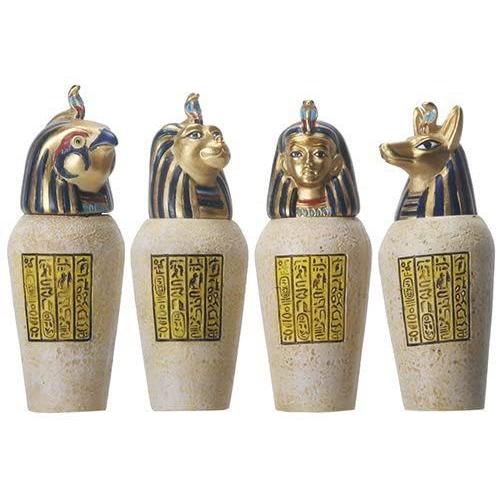 古代エジプトのカノプス壺4個セット ジャッカル・ファルコム