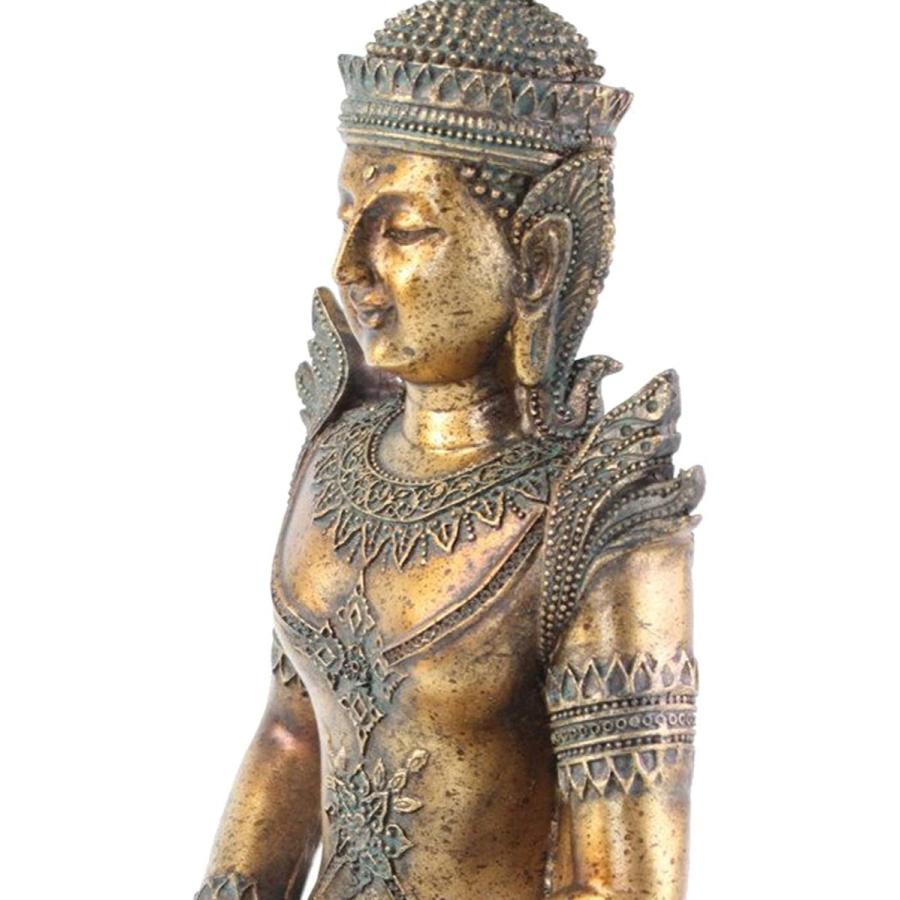 風水吉兆 ブロンズ風 印相を、組む、タイ式 仏像装飾 心の平安の象徴