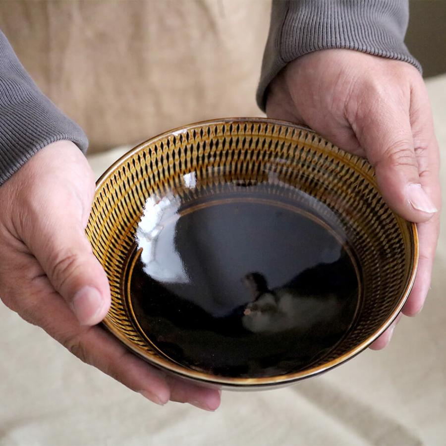 小石原焼 小石原焼き 飛び鉋5寸鉢 カレー皿 鉢 飛び鉋 刷毛目 鬼丸豊喜