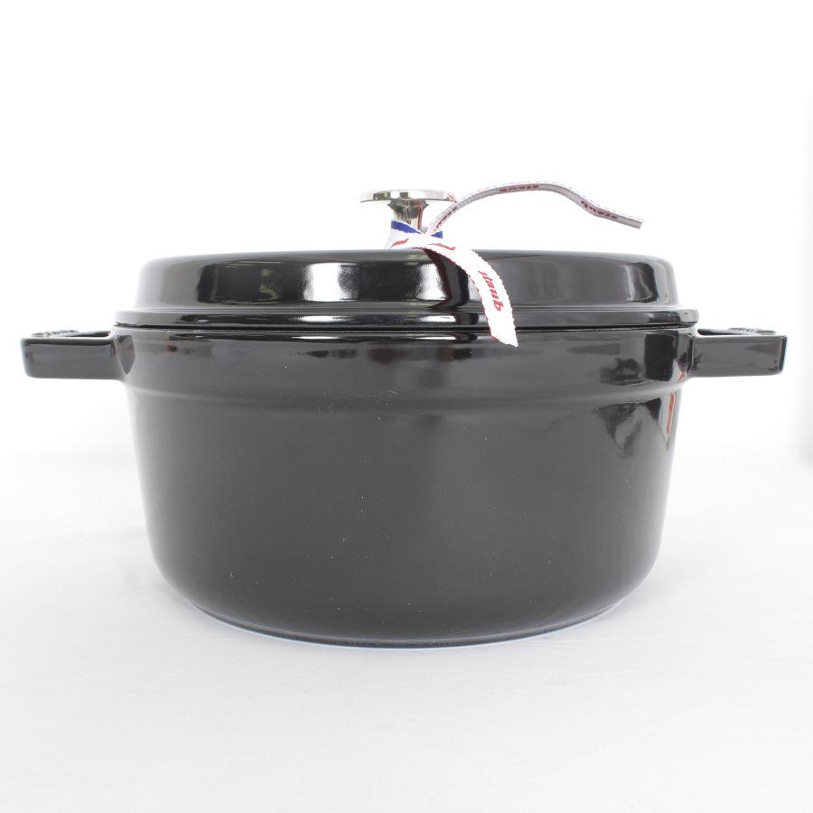 新品】ストウブ ピコ・ココット ラウンド 22cm シャイニーブラック
