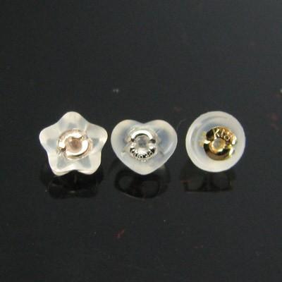 ピアス キャッチ K18 K18PG K18WG シリコン 星 ホシ ハート 丸 ダブル