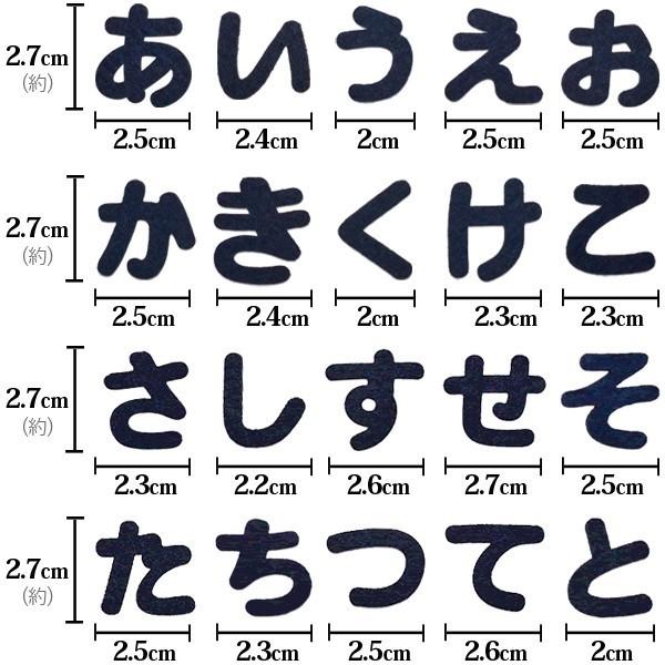 ワッペン フェルトワッペン アイロンワッペン ひらがな 紺色 名前