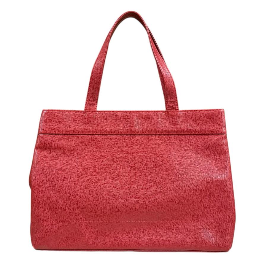 CHANEL（シャネル） ココマーク トートバッグ キャビアスキン レッド