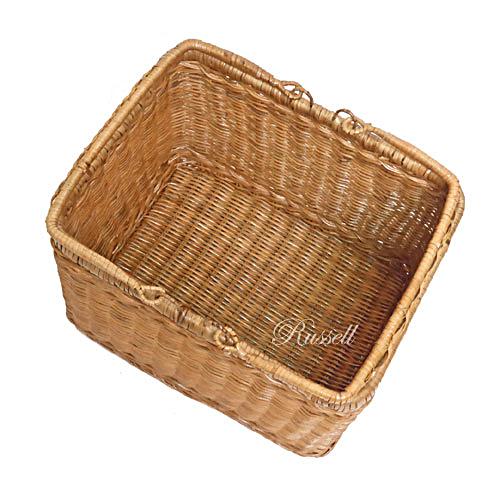 ハンドルが倒せる 籐かご バスケット ラタン ピクニックバスケット 2本