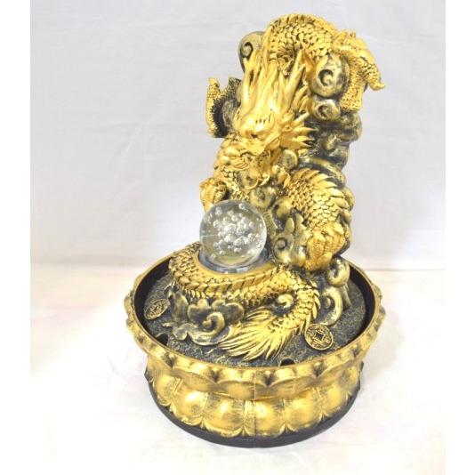 龍の置物 龍 黄金雲龍 噴水置物 樹脂製 インテリア 32cm : 横浜中華街