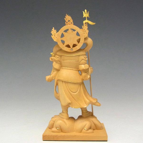 木彫り 仏像 金彩毘沙門天 立像 高さ11.5cm 柘植製 : 仏像と縁起物の