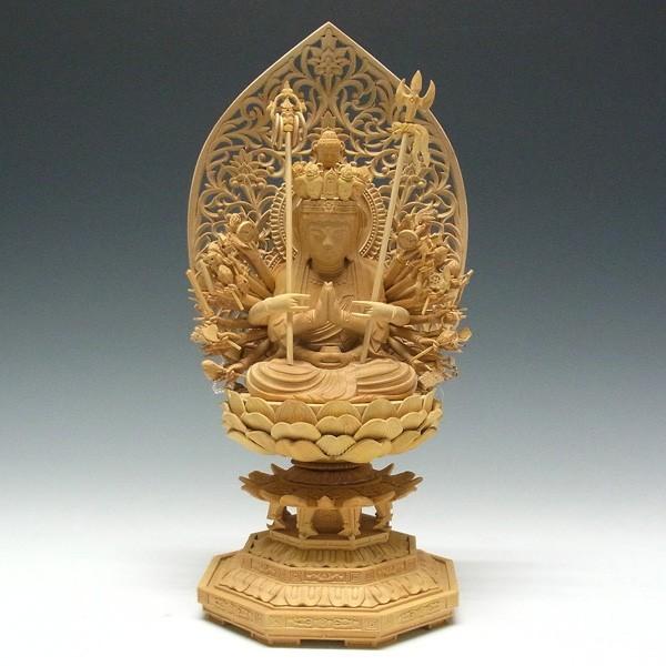千手観音菩薩 坐像 高さ32cm 柘植製 木彫り 仏像 : 仏像と縁起物の専門