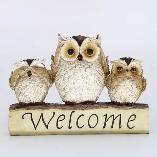 ふくろう フクロウ 梟 ウェルカム welcome 置き物 玄関 幸運 幸せ