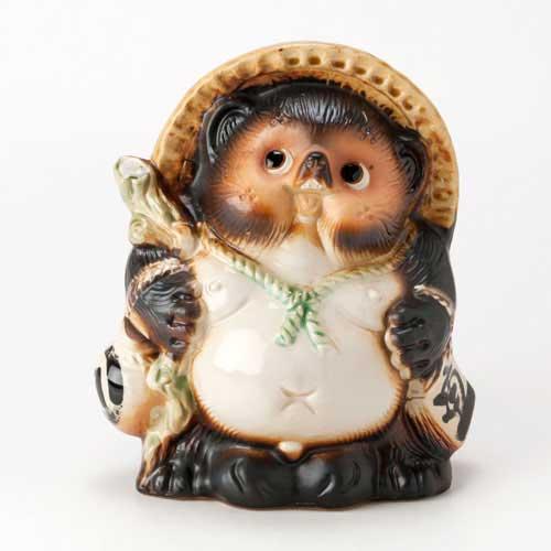 在庫処分 たぬきの置物 陶器 狸 商売繁盛の縁起物 Raccoon dog