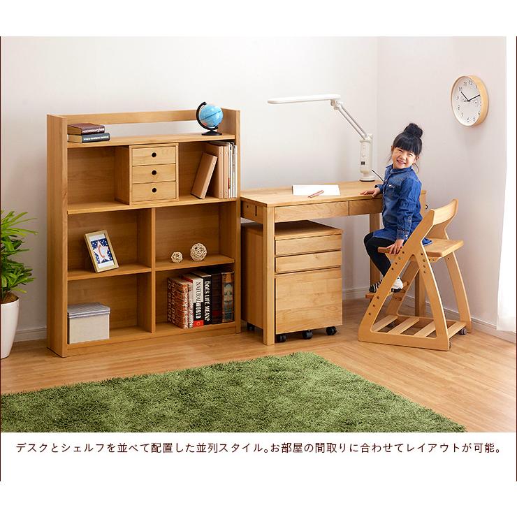 杉工場 国産 完成品 アルダー無垢材 システムデスク 3点セット 学習机