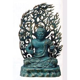 仏像｜ 不動明王座像 ｜仏師彫刻家 長田晴鳳作｜青銅（ブロンズ）製 桐