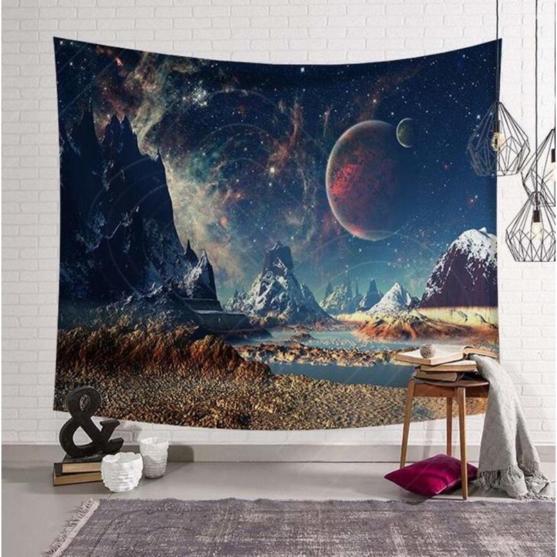 幻想的な宇宙 銀河 惑星 星 中判 タペストリー アート 飾り カーテン