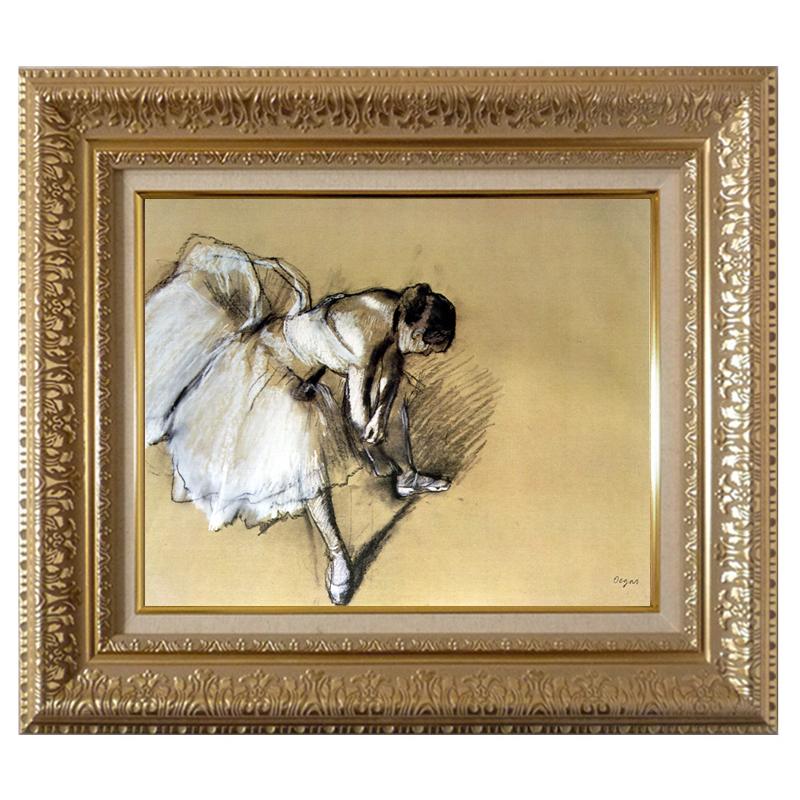 絵画 世界の名画シリーズ 額縁付 エドガー・ドガ 「靴下を直す踊り子