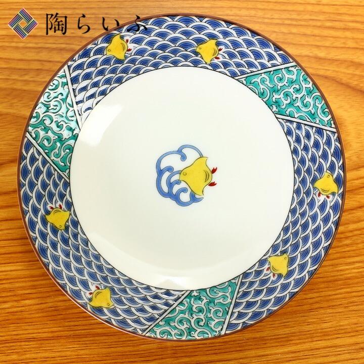 九谷焼 4号皿 青海波千鳥 / 青郊窯 和食器 皿 取り皿 人気 ギフト 化粧