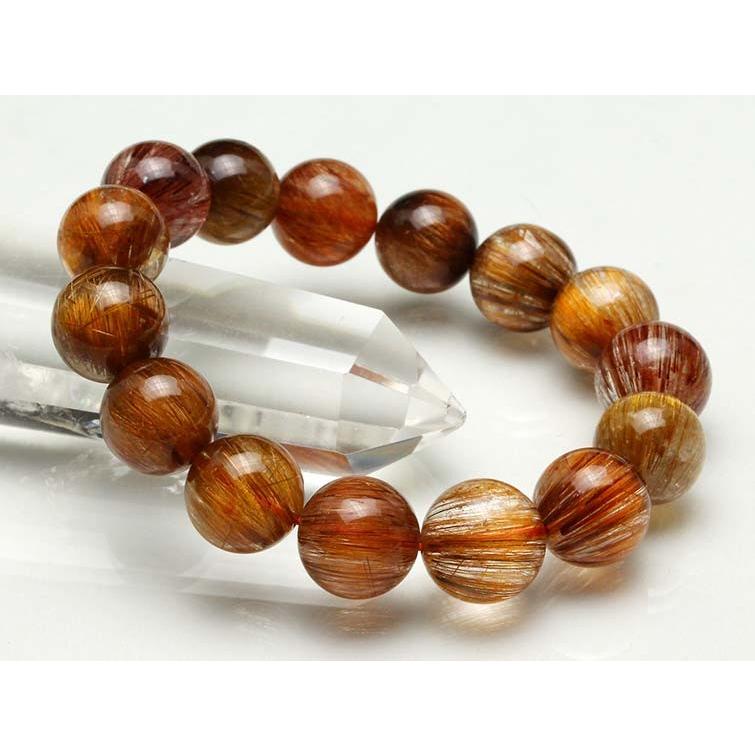 キャッツアイルチルクォーツ ブレスレット 14mm 一点物 111-10995