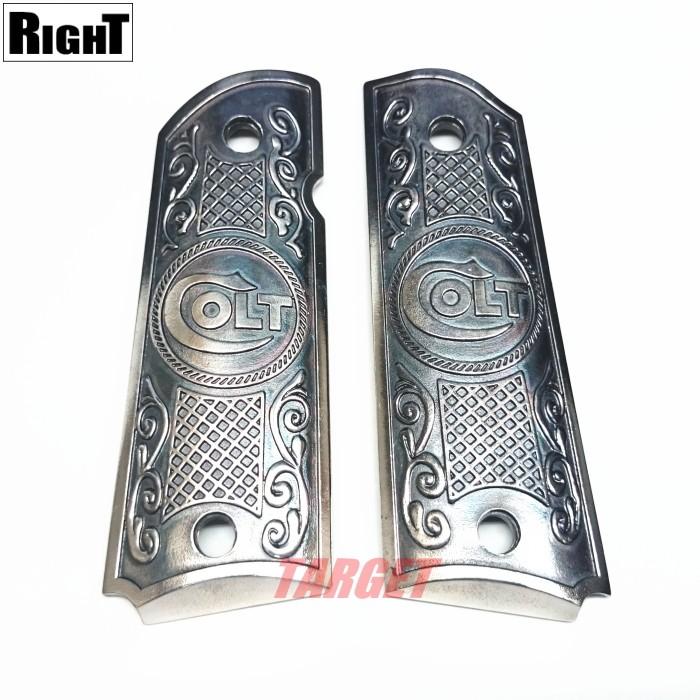 RIGHT COLTレリーフ メタルグリップ アンティークシルバー ガバメント