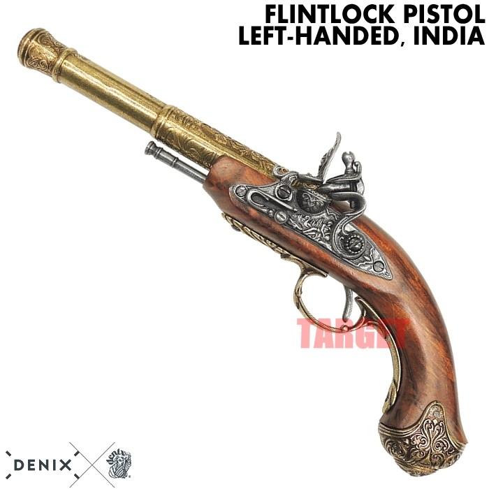 ☆DENIX フリントロックピストル 左手用 インド ゴールド 1296/L