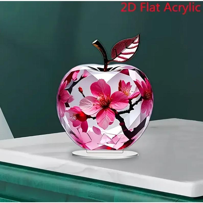 2D フラット アクリルスタンド リンゴ 桜 宝石プリント 置物