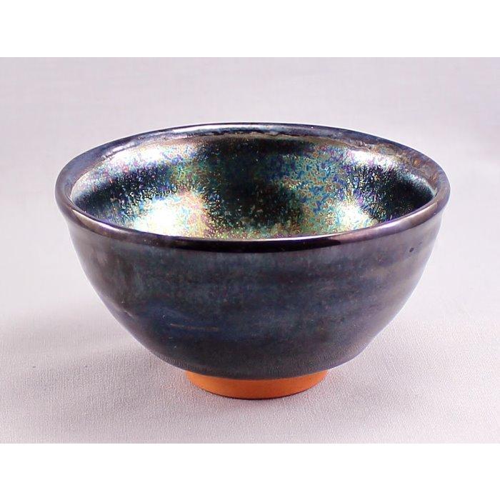 瀬戸焼 窯元 手作り 窯変天目釉 抹茶茶碗（小） 作品22-3-1木箱入り