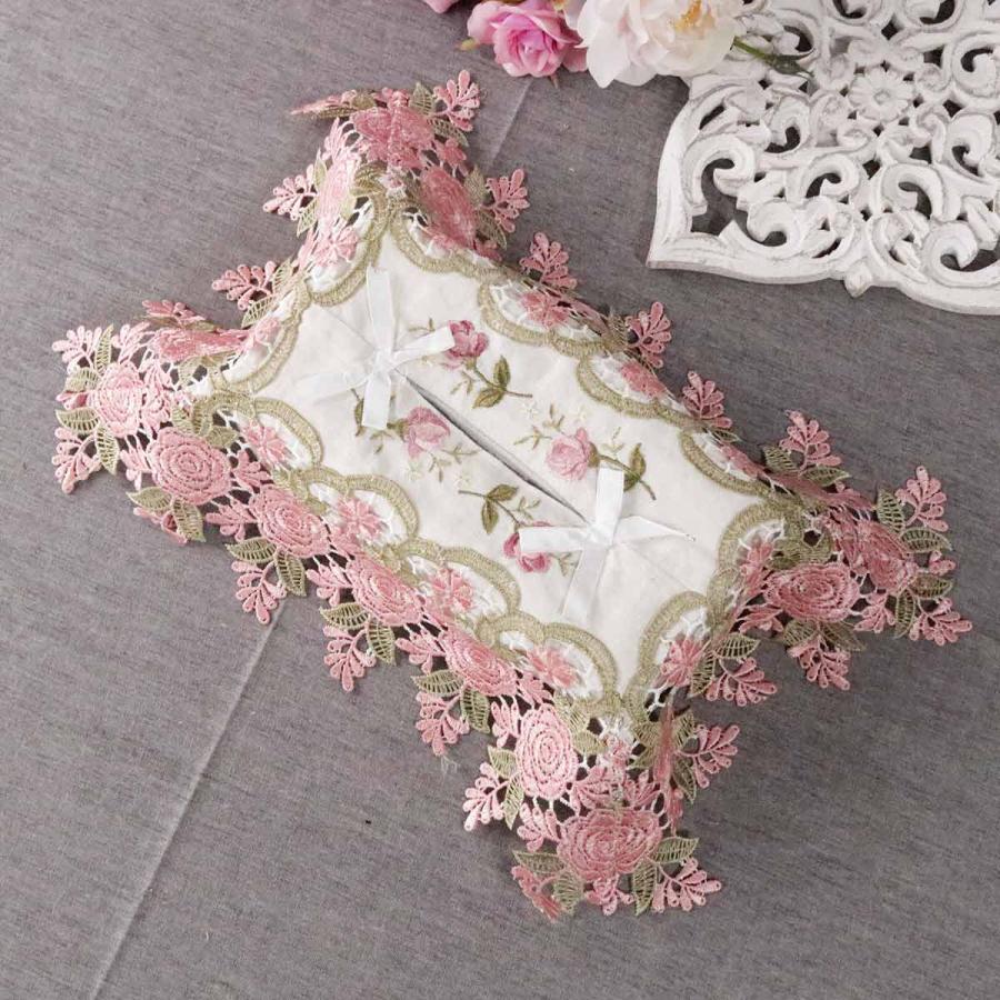 ティッシュケース レース おしゃれ イングリッシュレース 77886 刺繍