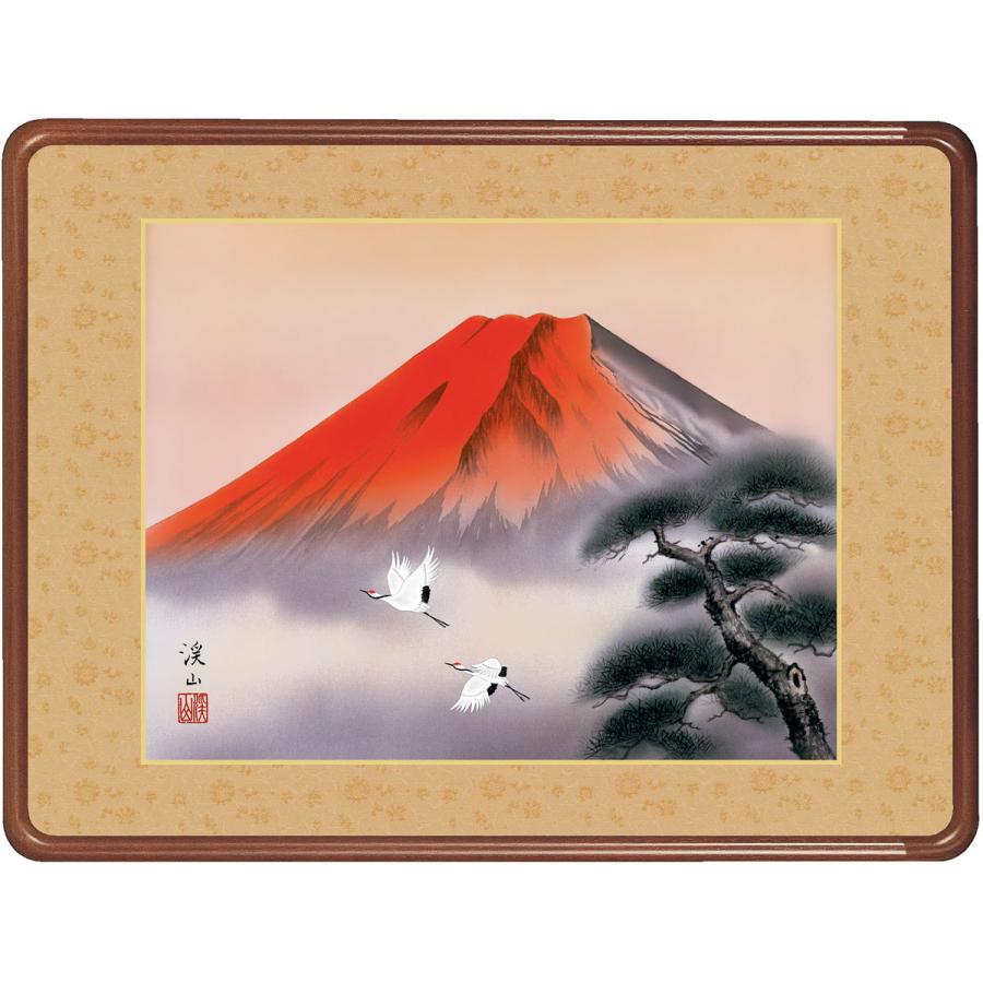 山水画 最高級女桑額 赤富士飛翔 伊藤渓山 約横63cm×縦48cm g6423