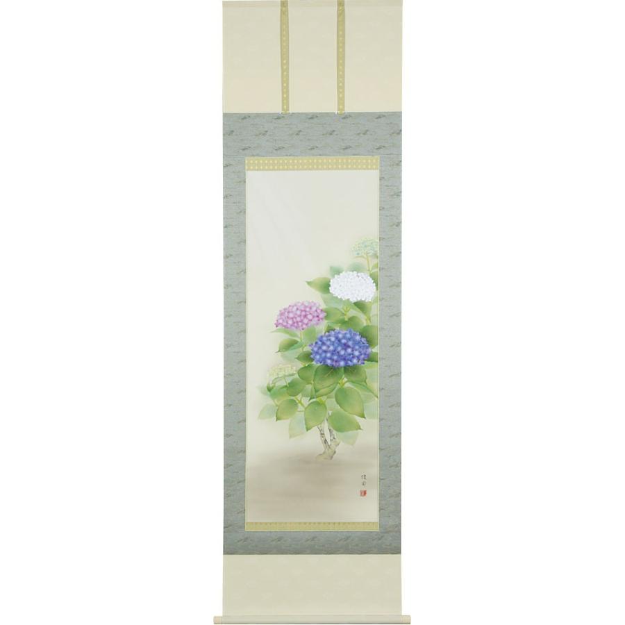 掛軸 (掛け軸) 夏用 紫陽花 鈴木優莉 尺五立 約横54.5cm×縦190cm p9645