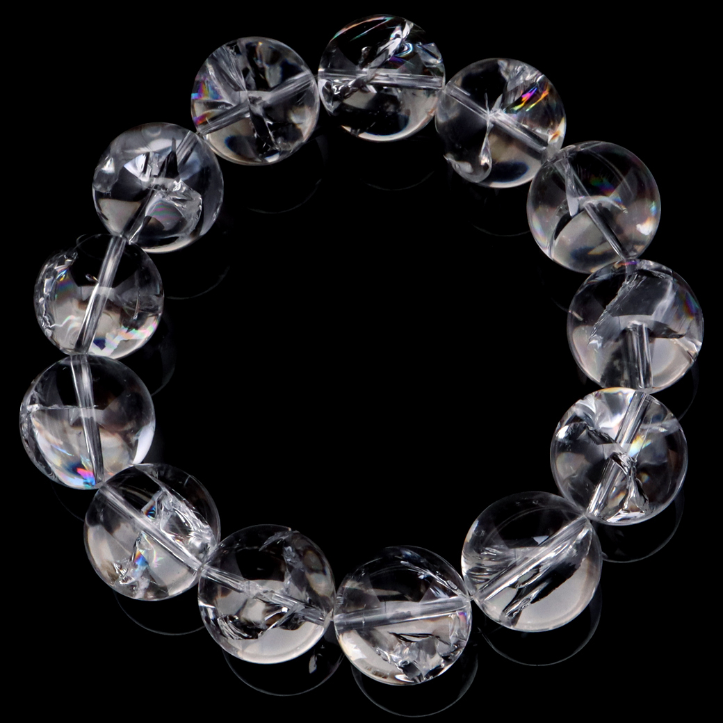 GOLD STONE 水晶 ブレスレット 天然 虹入り アイリスクォーツ 17.5mm
