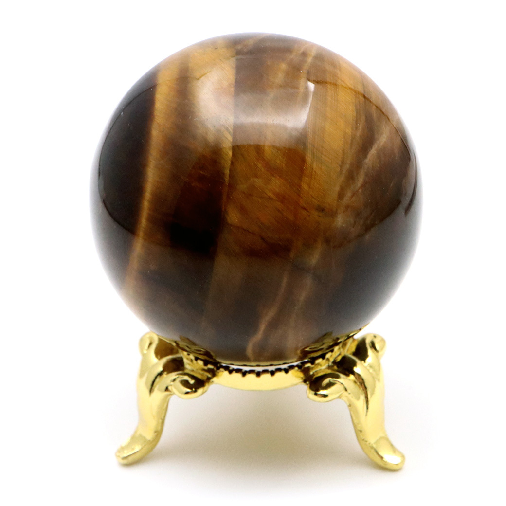 GOLD STONE タイガーアイ 丸玉 40mm 虎目石 台座付き スフィア 天然石