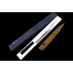 未使用品｜不動國行 鎌型薄刃包丁 本焼 七寸半 玄海正國 平鏡面 黒檀柄