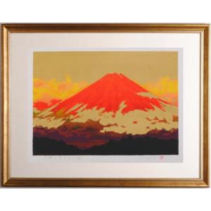 油絵 森田 浩二 号／4万『 赤富士 』 絵画 F6 風景画 全国送料無料