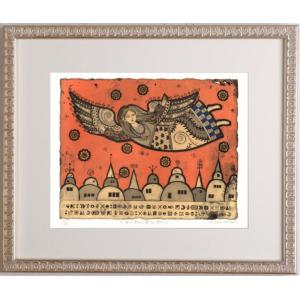風景画 絵画 楓 絵 銅版画 エッチング 手彩色 キャロル・コレット