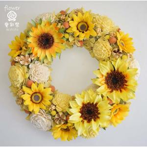 黄色いお花のドライフラワーリース ギフト プレゼント 誕生日 : 愛彩祭