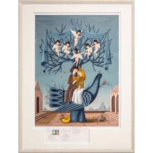 レイモン ・ ペイネ 「 隣どうし 」 リトグラフ 版画 絵画 洋画 人物