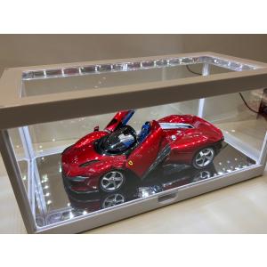 1/18 ミニカー ディスプレイケース LED照明付 USB・電池 シルバー