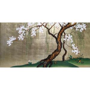 漆絵 酒井抱一の名作_桐菊流水図 NH58 : 絵画制作専門ユーラシアアート