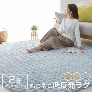 ふわもこ ラグ 約190×190cm グレー 洗える 抗菌 消臭 ペット臭 滑り