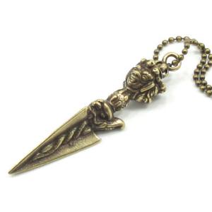 独鈷杵 プルパ 金剛杭 仏具 鉄製 長さ約17cm 三面憤怒尊 密教法具
