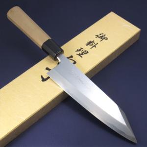 包丁 三徳包丁 165mm 義弘作 銀三鋼 銀紙三号 梨地仕上げ 樫漆柄