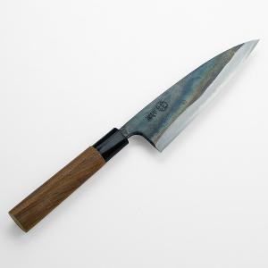 元兼 菜切り包丁 両刃 165mm 青紙1号 割込み 黒打ち仕上げ 日本製