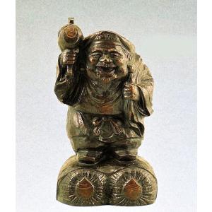 大黒様の置物 木彫風大黒 般若純一郎作品 高岡銅器通販／送料無料 : 檜