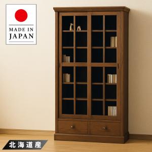 飛騨産業 北海道民芸家具 本棚 扉付き 書棚 木製 無垢 本箱 和風