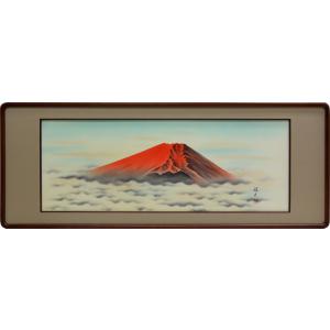 欄間額 扁額 横額 肉筆 月に布袋 中野京香画 4尺額 縦47.3cm×横123.8