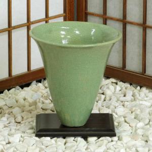 信楽焼 花器 スカイブルー合わせ 立花 陶器 花瓶 生け花 和風 華道