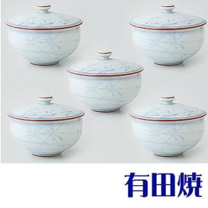 有田焼 ホタルつゆ草 湯呑み5客セット（フタ付汲出揃え） : お値打ち
