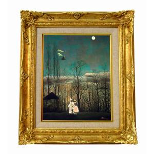 世界の名画 ルソー 牛のいる風景 ジクレーキャンバス複製画 豪華額装品