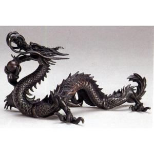 高岡銅器 龍の置物／富士龍(金箔) 文化勲章受章者・富永直樹作品 : 檜